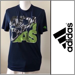 BOYS EUC ADIDAS COLLAGE MANTRA CLIMALITE TEE L(14-16)